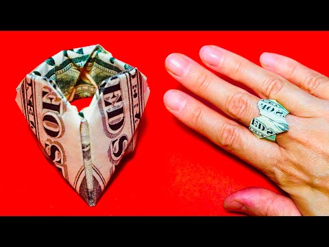 Origami Dollar Bill Heart Ring Tutorial, How to make Money Origami Heart Ring, Easy DIY Paper Crafts