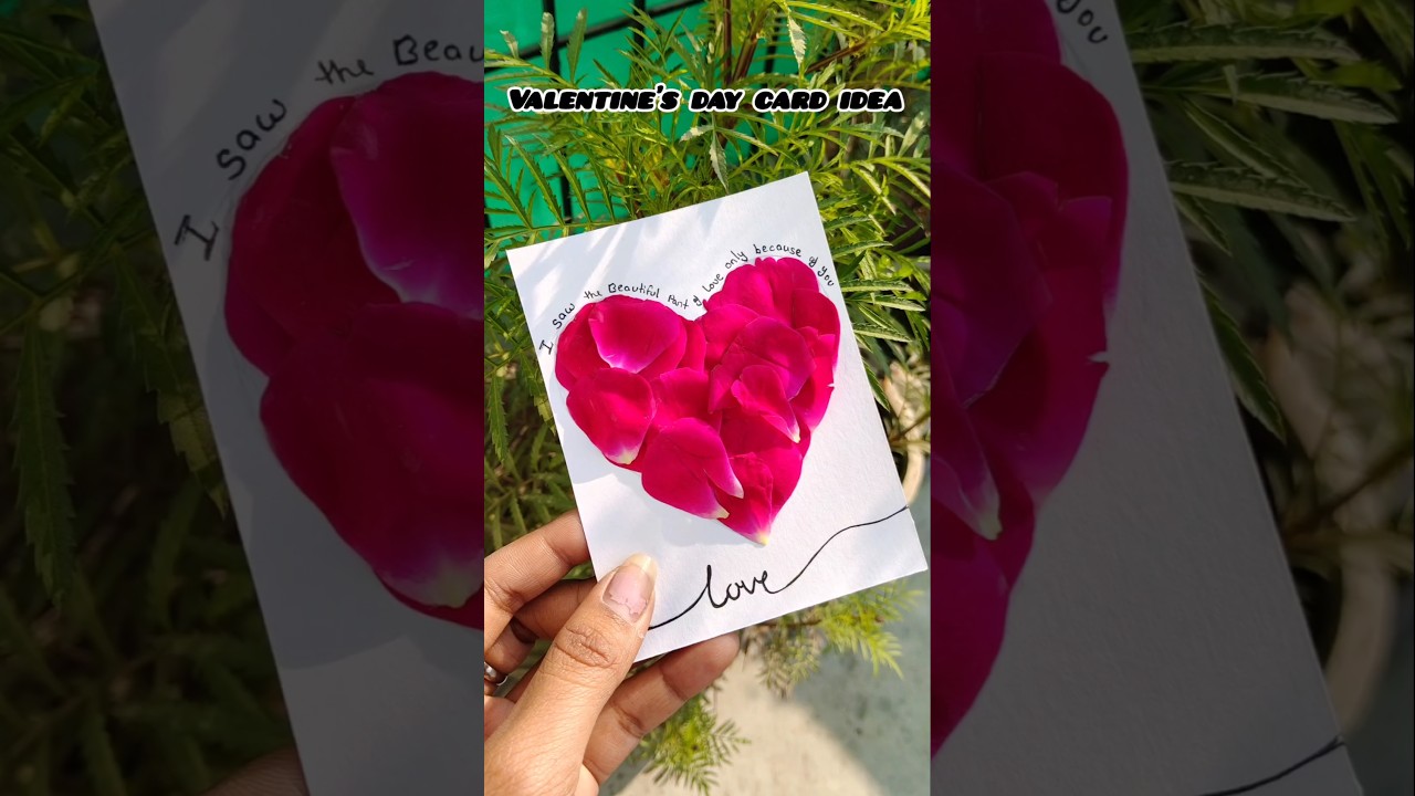Handmade Valentine's Day Card with Flowers | Easy DIY Love Card | Flower Petal Art For Beginners