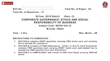 MCOM 3RD SEM CORPORATE GOVERNANCE ETHICS AND SOCIAL JAN 2021 | PTU