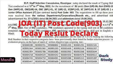 ||JOA (IT) Post Code (903) Today Result Declare|| Total 272 Candidate are Selected DV Date Fix