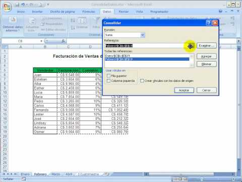 Consolidar Datos en Excel 2007