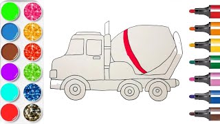 APPRENDRE Camion béton Coloriage - Vidéo éducative pour enfants & Planète coloriage