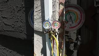 Logged up compressor, we added a had start capacitor. Cooling is back 👍 #hvac #hvaclife