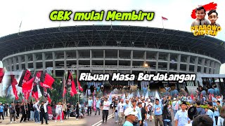 Acara Siang,sejak pagi Ribuan Masa Prabowo-Gibran mulai berdatangan ke stadion Gelora Bung Karno
