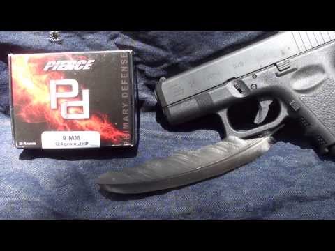 Pierce 9mm 124gr JHP Short Barrel balistic gel test