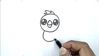 how to draw a chick with number 0 drawing with number