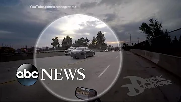 Motorcycle rider chases hit-and-run driver in California