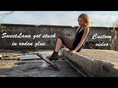 Girl in high heels pumps stuck in rodent glue, high heels stuck in glue, high heels vs glue (# 1239)