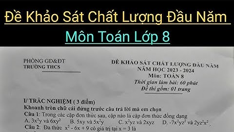 Đề khảo sát chất lượng đầu năm toán lớp 8 năm 2024