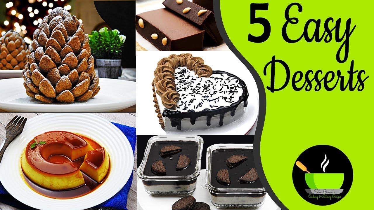 5 Quick & Easy Dessert Recipes | Easy Dessert Recipes | Instant Cake | Caramel Custard Puddinng | She Cooks