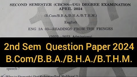 READINGS FROM THE FRINGES       |      2nd Sem      B.Com./B.B.A./B.H.A./B.T.H.M.     2024 #calicut