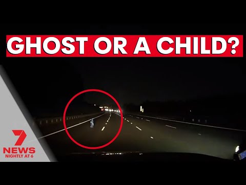 CHILD OR GHOST? | Driver's dashcam captures eerie footage of ‘child’ wandering on a highway | 7NEWS