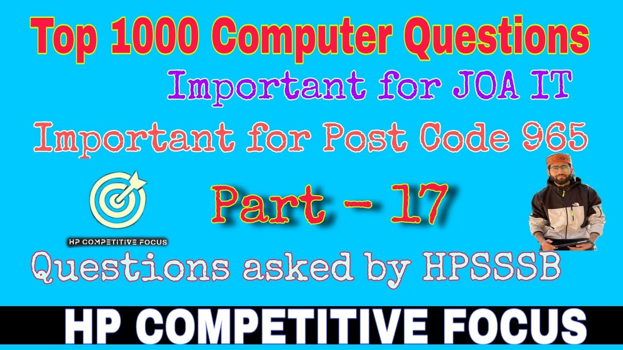 Computer for JOA IT 965 || Part 17 || Important MCQ #hpssc #hpjoait ...