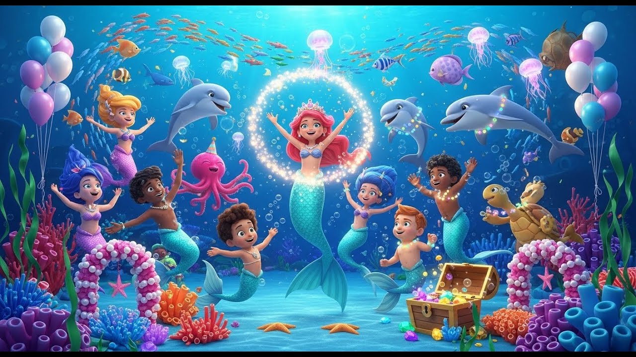 Undersea Mermaid Bash – Magical Ocean Rhyme for Kids with Dancing Fish and Glittery Waves