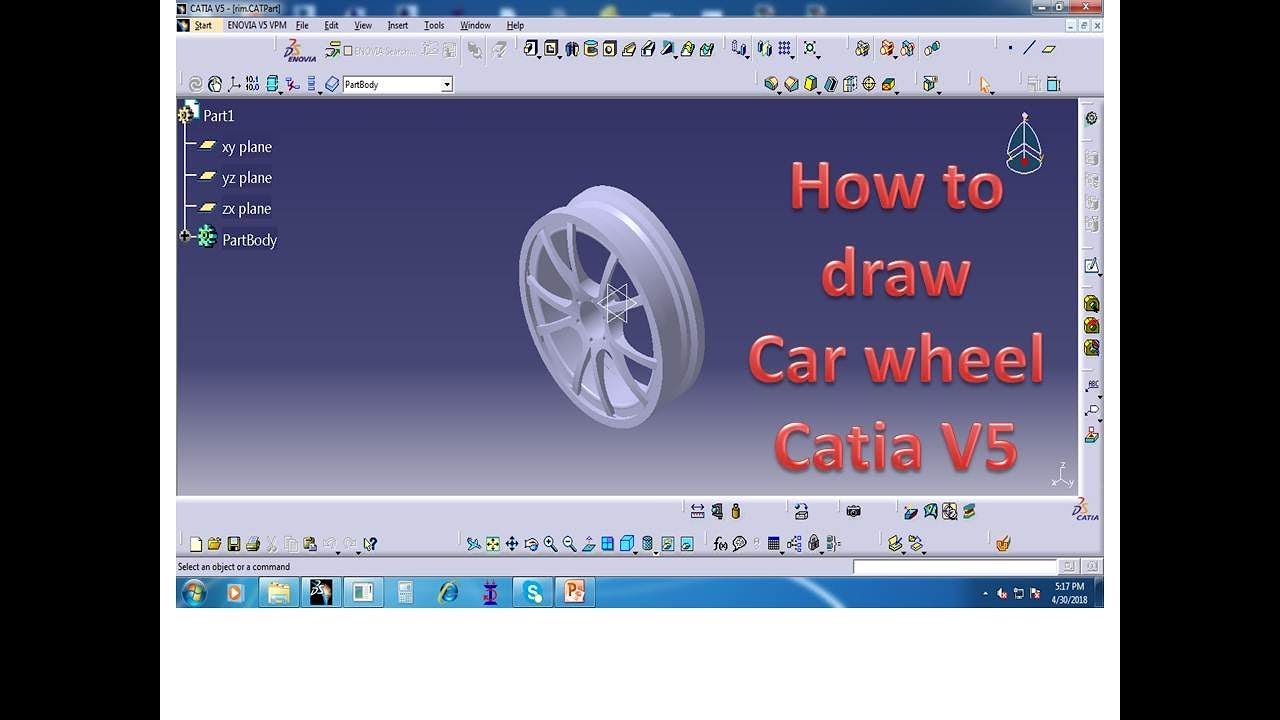 how to draw a wheel design in catia v5 - YouTube