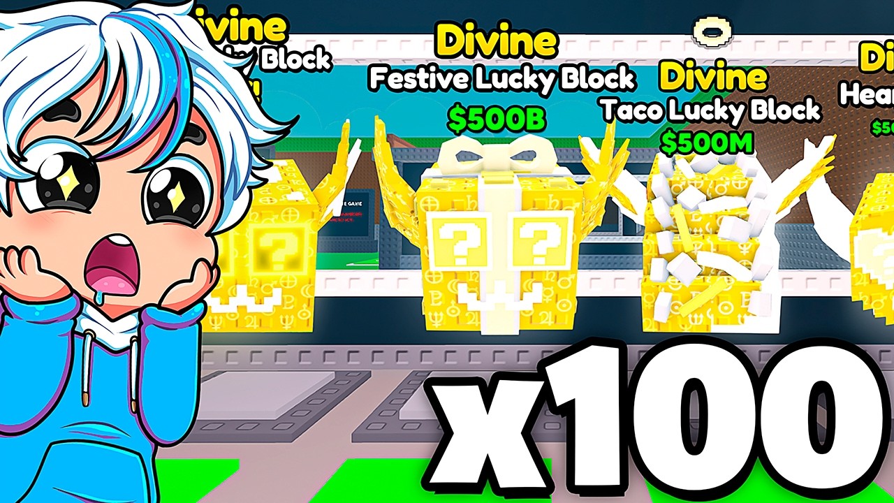 🎁ABRI 100 DIVINE LUCKY BLOCKS NO ROUBE O BRAINROT! (BASE LOTADA DE LUCKY BLOCK!)