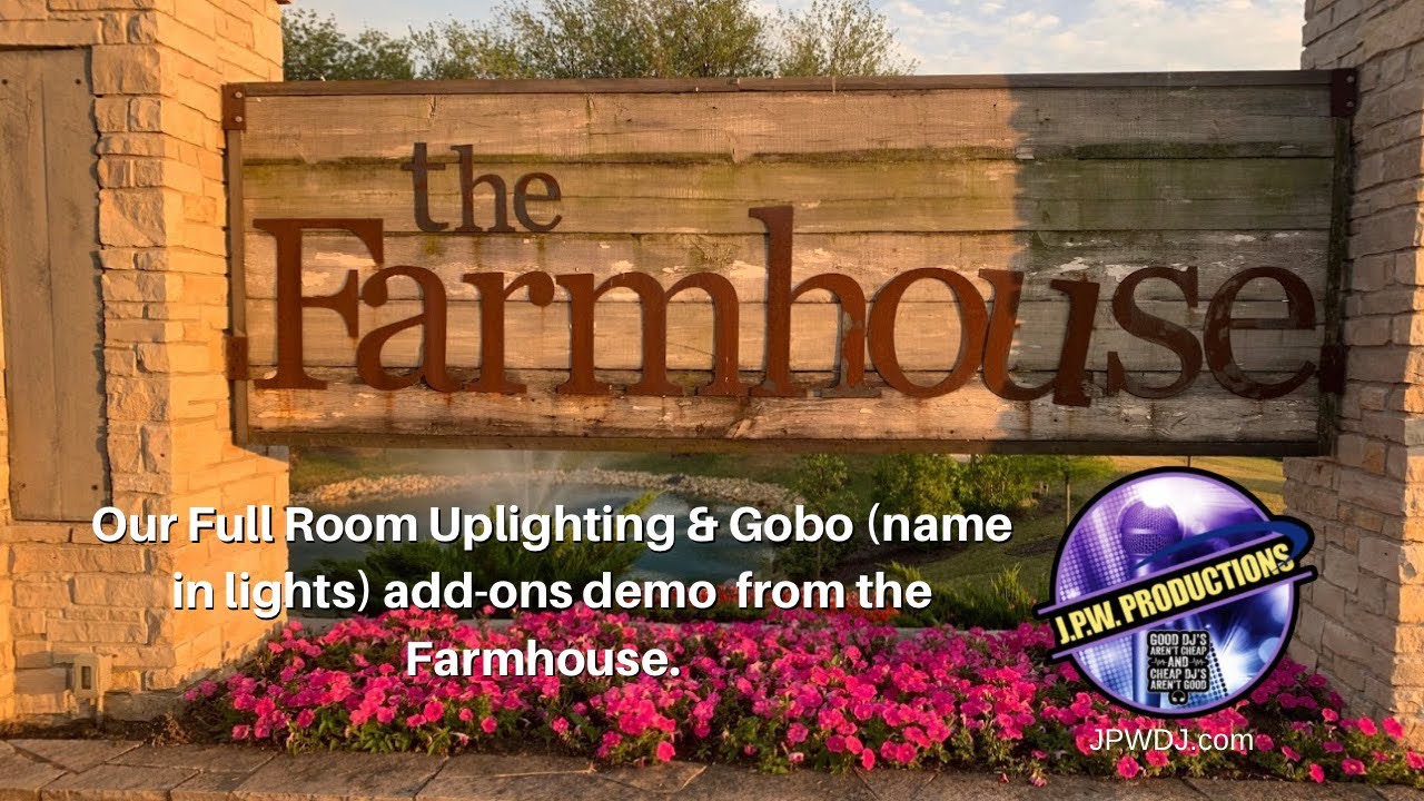 Full Room Uplighting and Gobo (name in lights) Demo from the Farmhouse in Plainfield