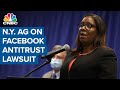 N.Y. Attorney General news conference on antitrust lawsuit against Facebook