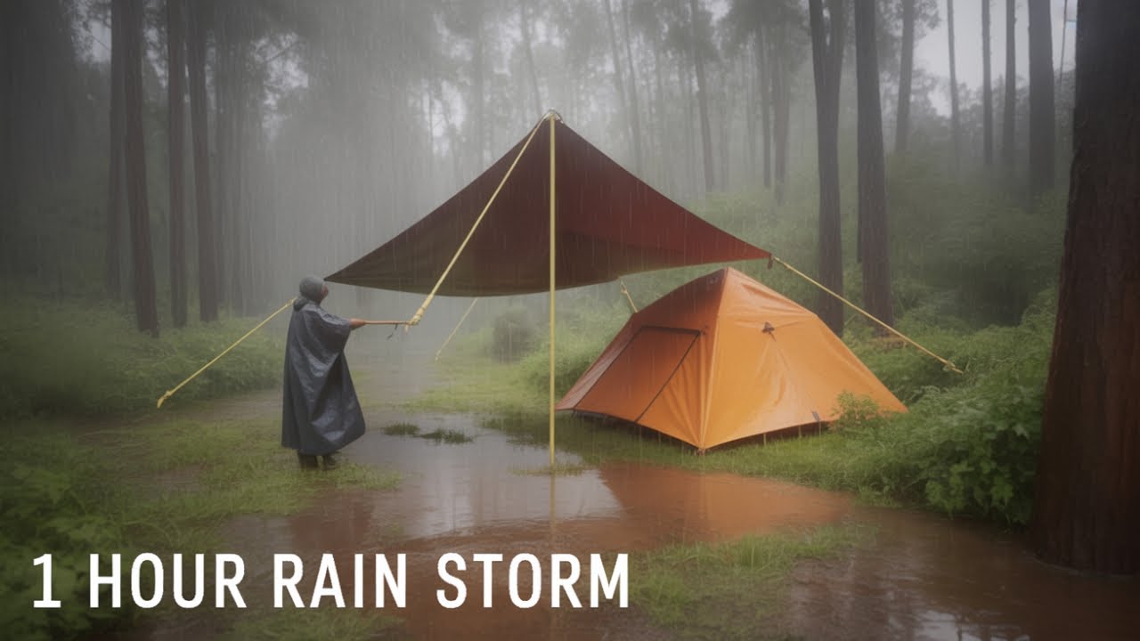 Not Solo Camping in Heavy Rainstorm | Scary Thunder, Flood and Real Survival 1