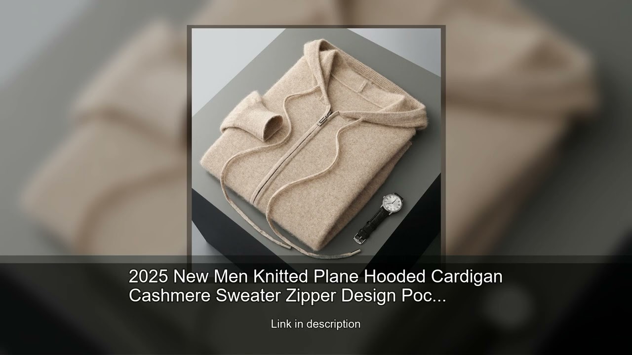 2025 New Men Knitted Plane Hooded Cardigan Cashmere Sweater Zipper Design Pocket Decoration Hig