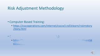 Risk Adjustment Methodology Computer-Based Training Materials