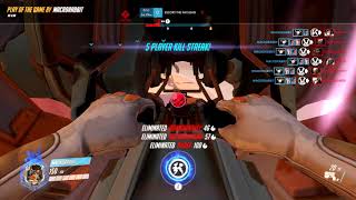 Sixtuple kill by DVa Bomb + 'Call Mech' and combo with Zarya's 'Graviton Surge' and Sombra's 'EMP'