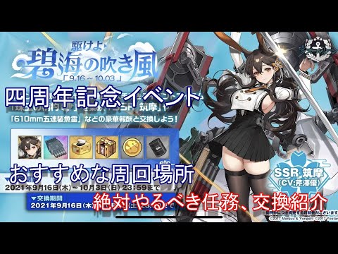 （アズレン）四周年イベント、交換アイテム、周回のおすすめポイントなど、（アズールレーン）