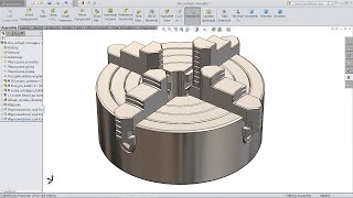 Solidworks tutorial | Sketch  4 jaw chuck in Solidworks
