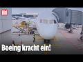 Flughafen Frankfurt: Fahrwerk von neuer Boeing kracht im Gate zusammen!