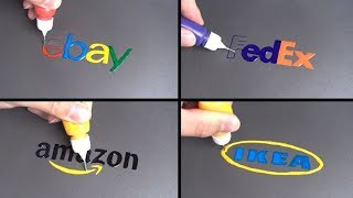 (Human Printer) brand Logo Pancake art - ebay, FedEx, amazon, IKEA