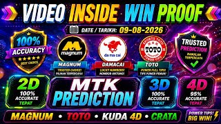 09-08-2026 MTK 4D CHART TODAY | Magnum Sports Toto Kuda Prediction Today | MTK 4D WIN PROOF INSIDE