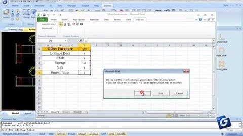 GSTARCAD AutoXlsTable | Inter-relation between design and spreadsheet