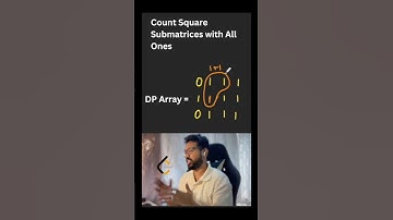 Leetcode 1277 DP.  Count Square Submatrices with All Ones #DSA #Maths #Coding
