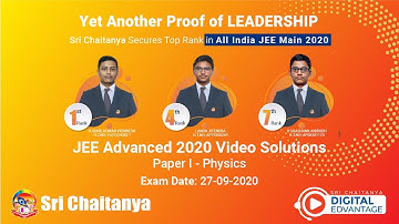 JEE ADVANCED 2020-PHYSICS VIDEO SOLUTION(PAPER 1),SEP 27 2020 | SRI CHAITANYA