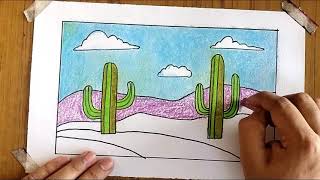 How to draw desert scenery