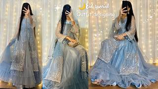 Wedding Wear✨Ruffle Gown with Slide cut kurti cutting and stitching/ Princess style gown designing