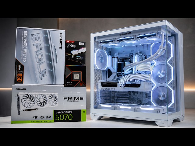Clean White PC Build in 8 Minutes RTX 5070 & Ryzen 9 9900X - YouTube