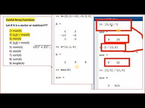 array in matlab? Array & matrices functions. [Lecture-12/part-1/section ...