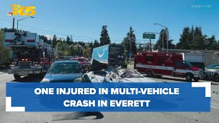 Multiple vehicles involved in Everett crash, one person taken to the hospital