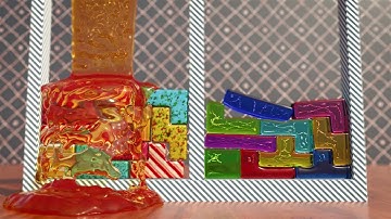 TETRIS V14 - Hard Body VS Soft Body candies 🍬🍭 3D Animation (Cinema 4D - Arnold Render) Robo Video