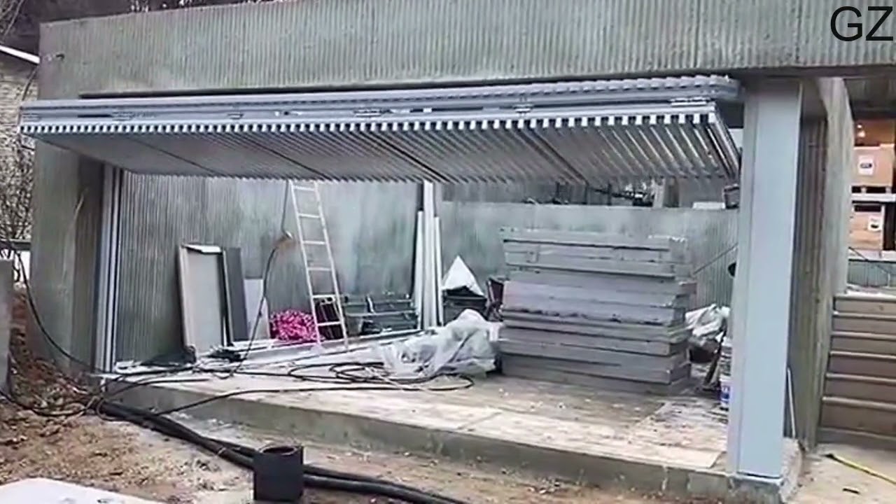 GZGY Custom Motorized Vertical Bifold Garage Door With Blinds