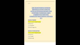 ABC BARTENDING SCHOOL DRINKS LATEST UPDATE ACTUAL EXAM QUESTION AND ANSWERS0001