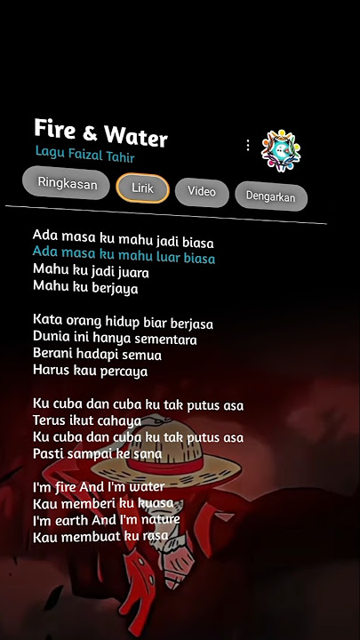 lirik fire And water Boboiboy lagu Faizal Tahir #monsta #boboiboy