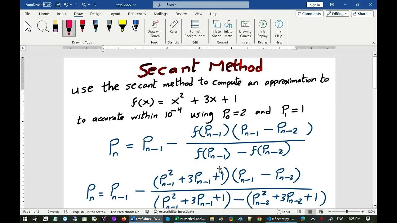20 - Numerical Analysis In Arabic - Secant Method Implementation with ...