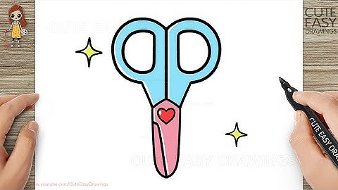 How to Draw Cute Scissors - Easy Step by Step Drawing and Coloring for Kids and Toddlers