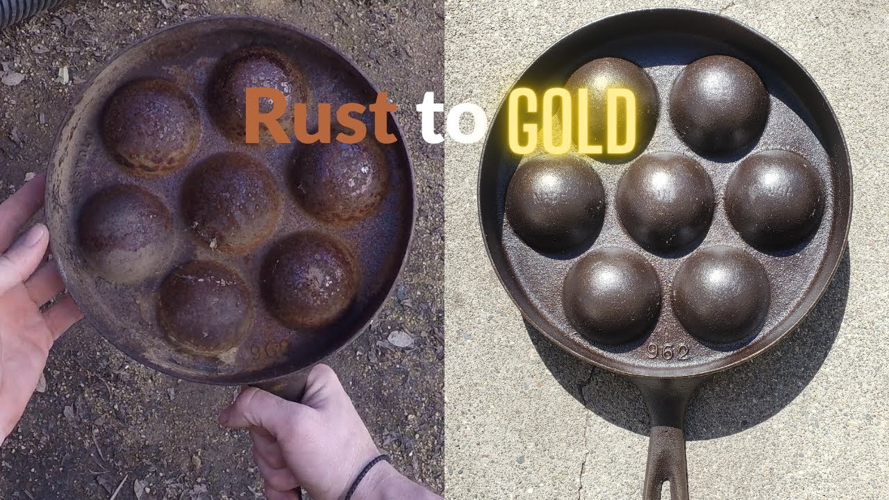 Aebleskiver pan being used. Griswold cast iron. Induction stovetop. : r/ castiron