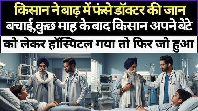 किसान ने बाढ़ में फंसे डॉक्टर की जान बचाई, कुछ माह के बाद किसान अपने बेटे  को लेकर हॉस्पिटल गया तो