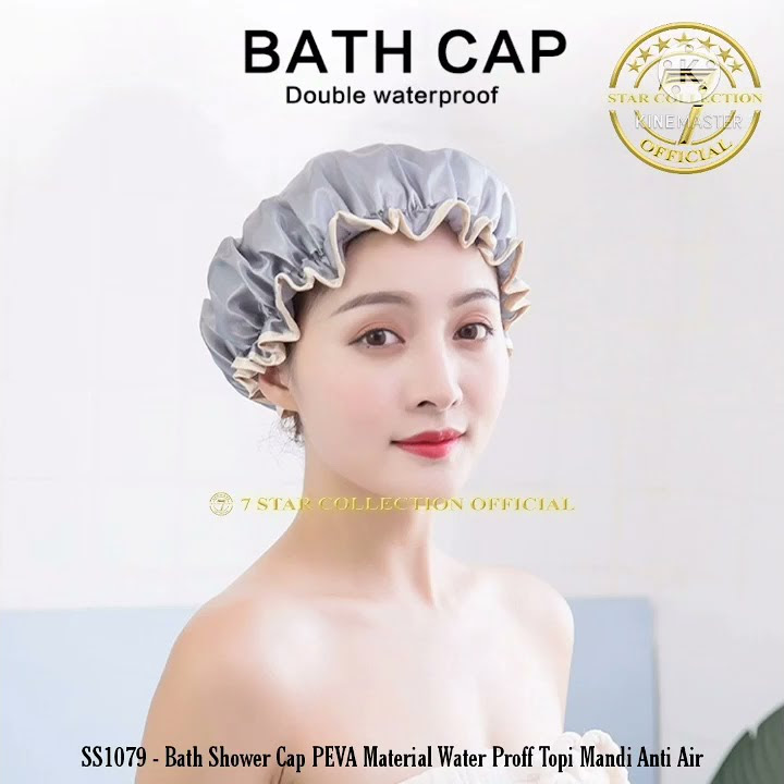 SS1079 - Bath Shower Cap PEVA Material Water Proff Topi Mandi Anti Air