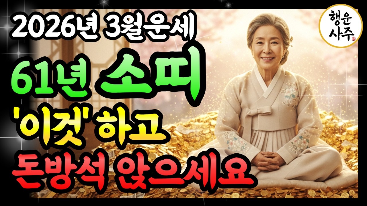 [61년생 소띠] 2026년 3월 운세, '이것'하고 돈방석 앉으세요! 평생 고생 끝내고 노후 대운 잡는 법 #재물운 #문서운 #건강운
