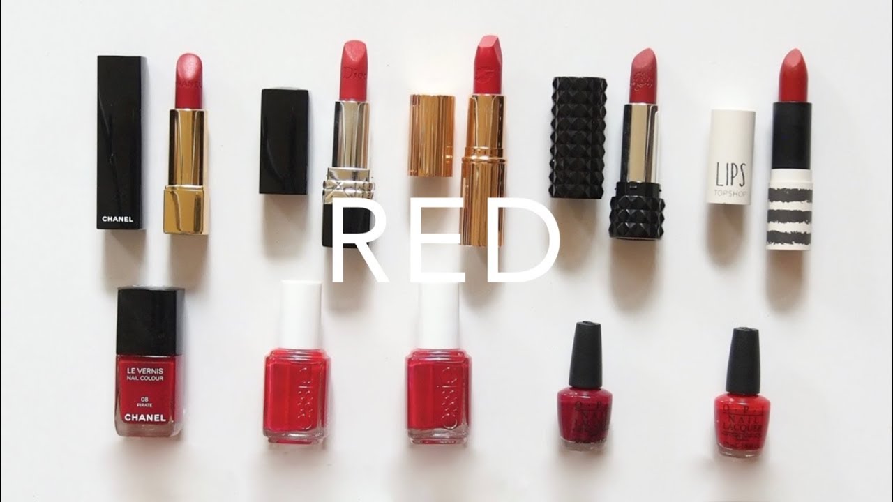Red Lips & Nails  Dior, Chanel, Charlotte Tilbury, OPI, Essie 